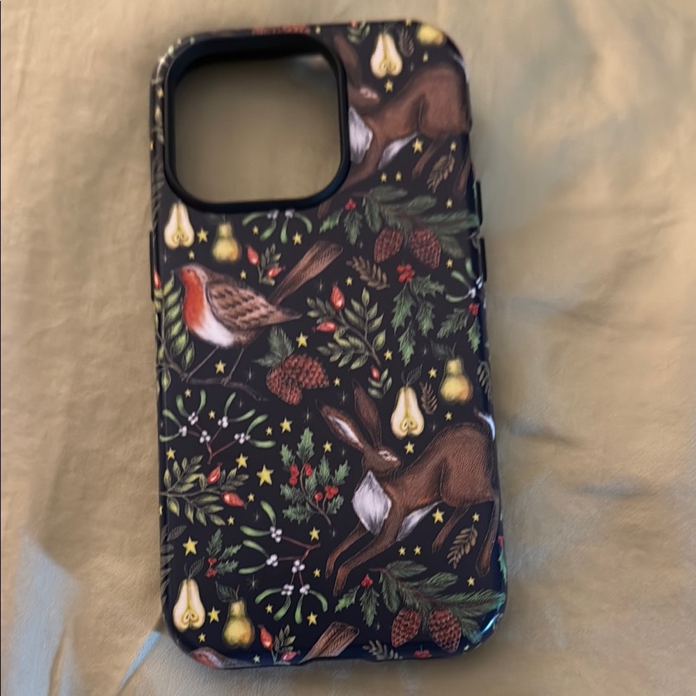 Stringberry Floral Holiday Patterned Phone Case - Black Xmas